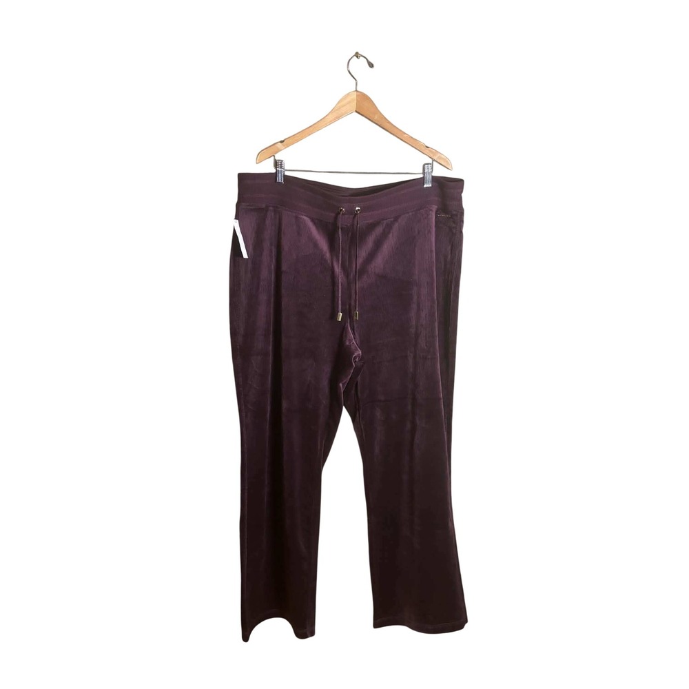 Halston Womens XXL Purple Corduroy Velour Lounge Pants Drawstring NEW